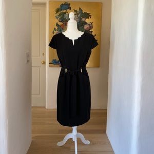 Ellen Tracy Professional Belted Dress Neck Details, Exposed Back Zipper Size 12